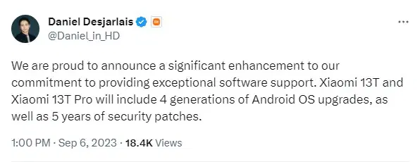 Xiaomi 13T и Xiaomi 13T Pro получат четыре обновления ОС Android